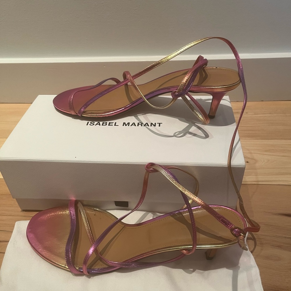 Isabel Marant Rainbow Pink and Gold Heels